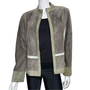 Doncaster Sport Genuine Suede Two-Tone Green Moto Jacket
